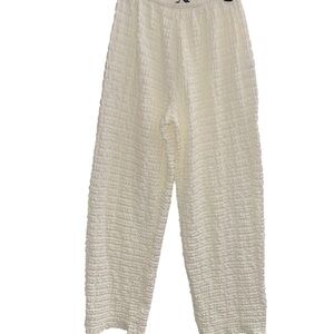 Zara Off-White Cream Waffle Textured Pants Size Medium